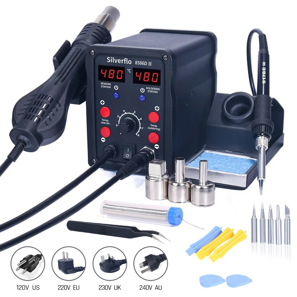 T12 Soldering Station Oled - Silverflo 8586D Lehimleme İstasyonu 2'si 1