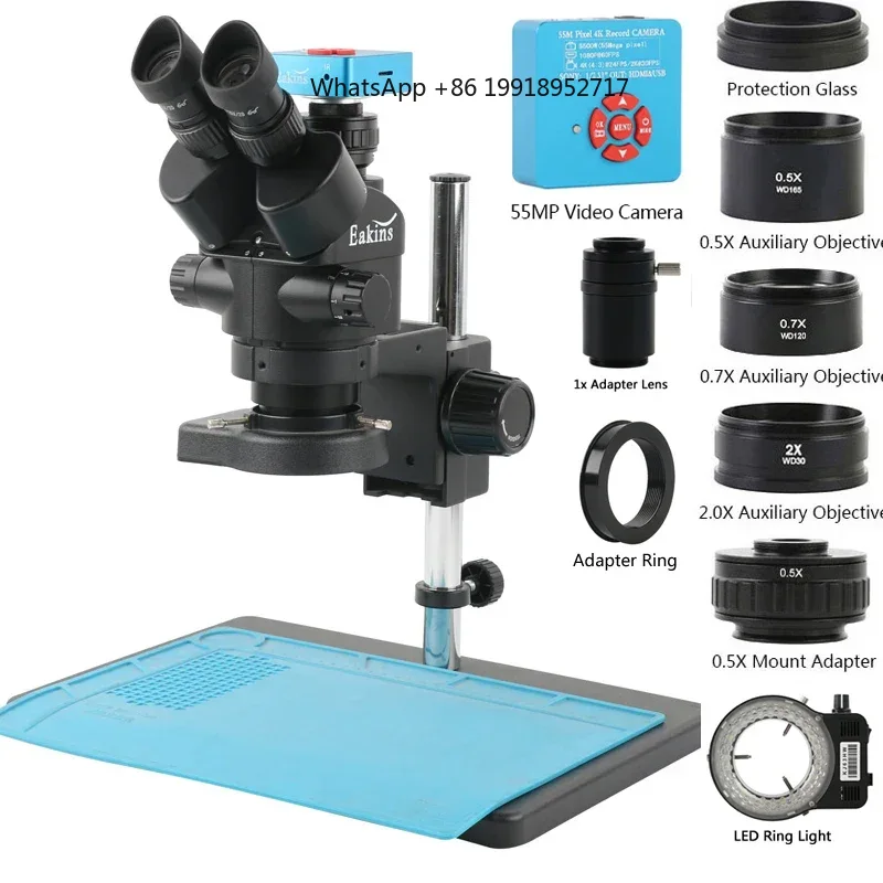 Simul-Focal Industrial Microscope 4K Hdmi - Eakins Zoom 3.5-90X Trinoküler Stereo Mikroskop