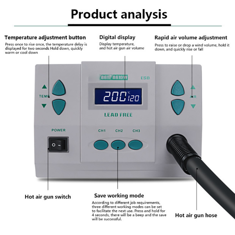 1000W220/110V 861DW HeatGun Ku - Hot Air Rework Station 861Dw incelemesi ve fiyatı