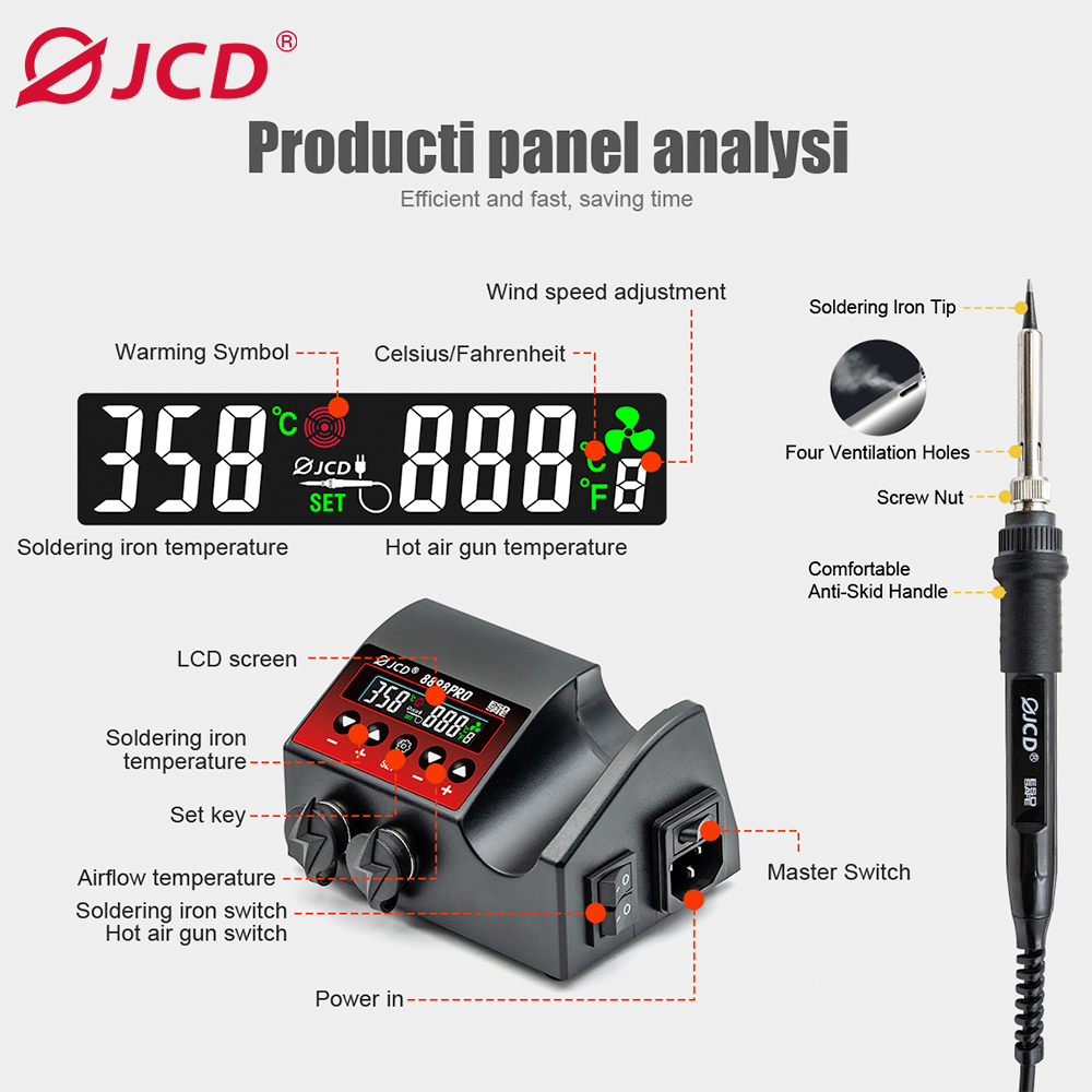 JCD 8898Pro 2 in 1 Lehimleme İ - 2 In 1 Soldering Rework Station 750W incelemesi ve fiyatı